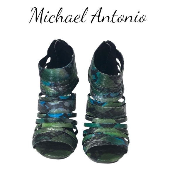 NWOT Michael Antonio Multicolor Strappy Peep-Toe Heels – Size 7 - Picture 1 of 15